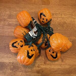 Vintage‎ Halloween Blow Mold Jack O Lantern Pumpkins String Light Covers 3" Set